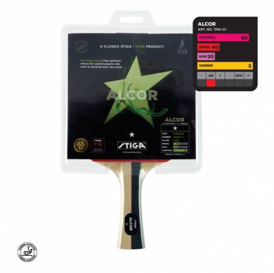 Теннисная ракетка Stiga Alcor * Ракетка Alcor  - оптимальный выбор для игроков, которым необходимо контроль в игре, в сочетании с отличными характеристиками вращения.
Скорость: 40. Вращение: 30. Контроль: 90.
