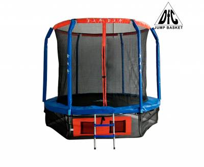 Батут DFC Jump Basket 6ft с сеткой и лестницей Максимальный вес пользователя: 50 кг.
Количество пружин: 36 шт. 
Лестница: В комплекте.
Высота батута: 55 см.
Высота защитной сетки: 150 см.
Вес: 32 кг.
Гарантия: 12 месяцев.
