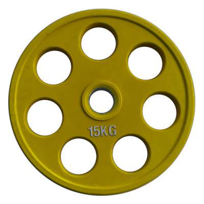 Олимпийский диск евро-классик с хватом &quot;Ромашка&quot; - 15 кг Цвет - желтый
Диаметр - 51 мм
Материал - обрезиненная сталь

