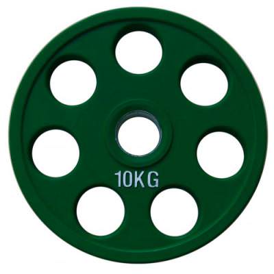 Олимпийский диск евро-классик с хватом &quot;Ромашка&quot; - 10 кг Цвет - зеленый
Диаметр - 51 мм
Материал - обрезиненная сталь&nbsp;
