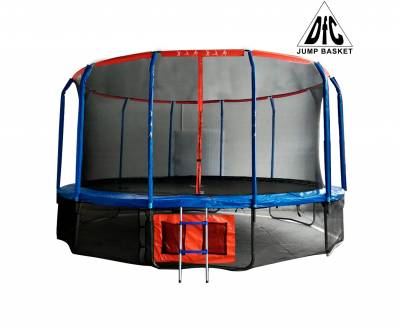 Батут DFC Jump Basket 16ft с сеткой и лестницей Максимальный вес пользователя: 150 кг.
Количество пружин: 108 шт. 
Лестница: В комплекте.
Высота батута: 85 см.
Высота защитной сетки: 180 см.
Вес: 64 кг.
Гарантия: 12 месяцев.
