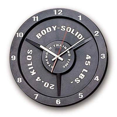 Часы Body-Solid в виде тяжелоатлетического диска STT45 Часы в виде тяжелоатлетического диска.Материал – пластик.Диаметр часов =  36 см.
